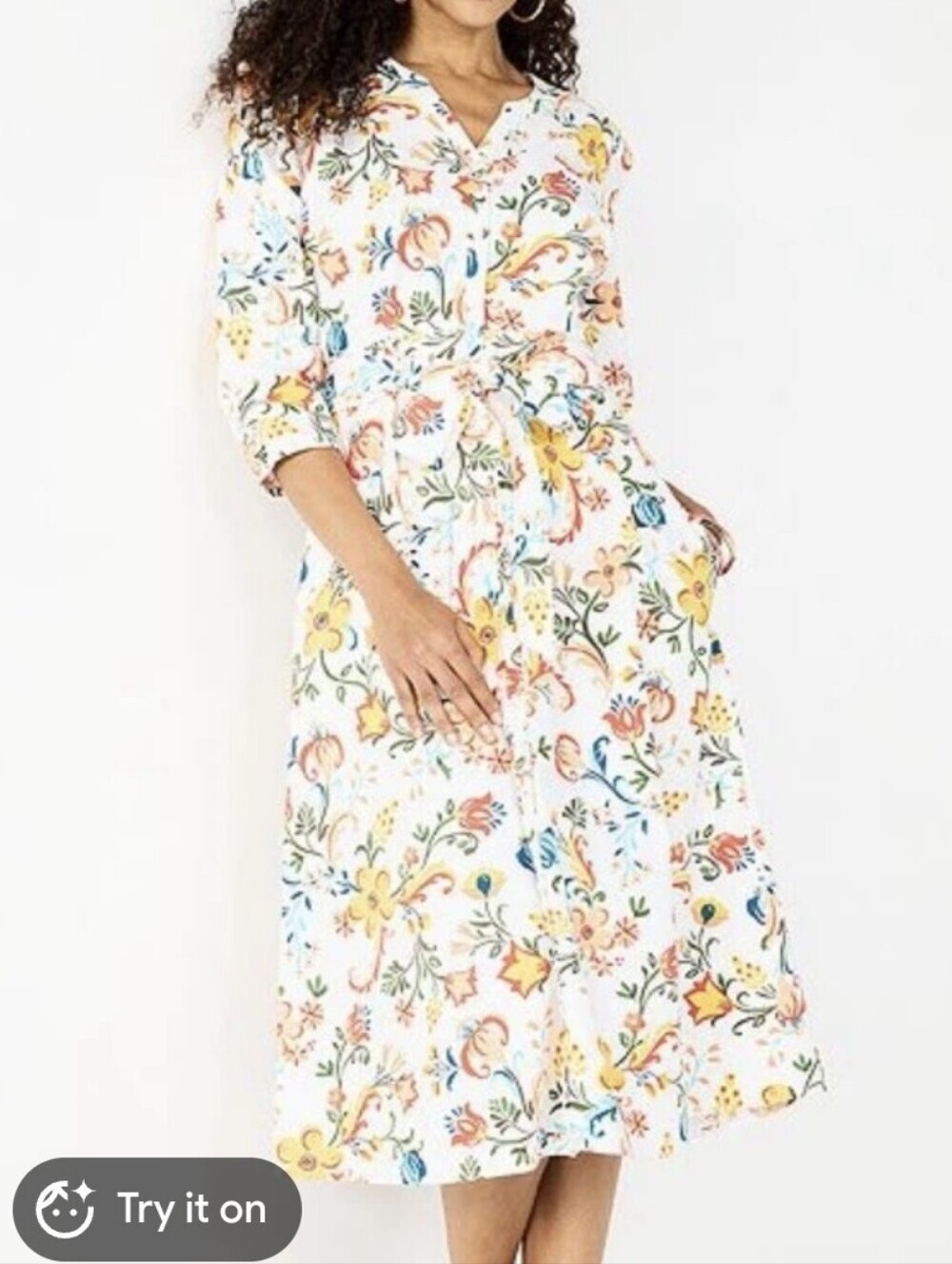 croft & barrow White Floral Midi Skirt with Multicolor Blooms